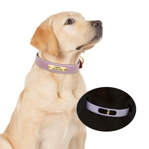 PERSONALIZZABILE - COLLARE PER CANI IN MATERIALE CATARIFRANGENTE E PELLE PU