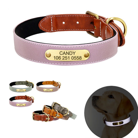 PERSONALIZZABILE - COLLARE PER CANI IN MATERIALE CATARIFRANGENTE E PELLE PU