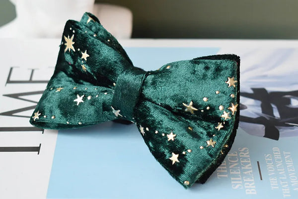 Personalizzabile - set collare per cani stelline dorate verde
