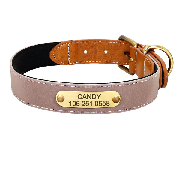 PERSONALIZZABILE - COLLARE PER CANI IN MATERIALE CATARIFRANGENTE E PELLE PU