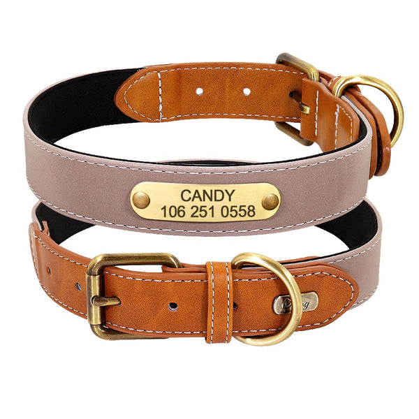 PERSONALIZZABILE - COLLARE PER CANI IN MATERIALE CATARIFRANGENTE E PELLE PU