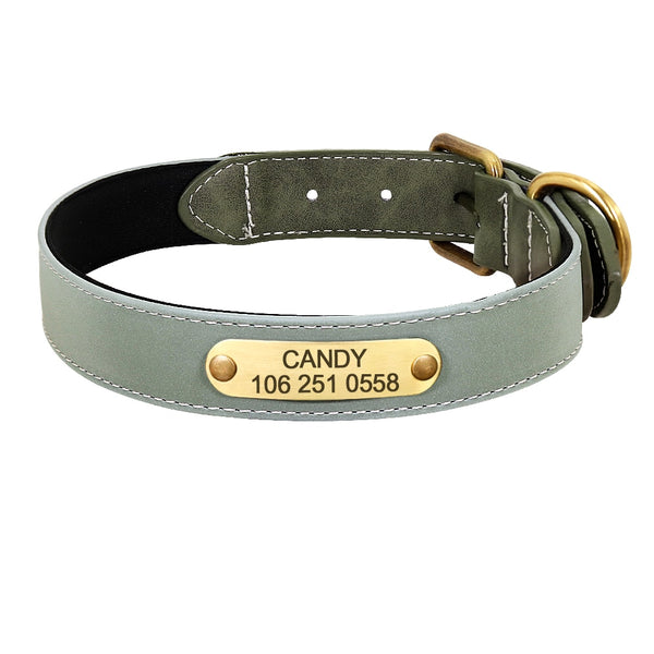 PERSONALIZZABILE - COLLARE PER CANI IN MATERIALE CATARIFRANGENTE E PELLE PU