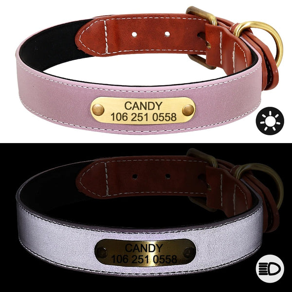 PERSONALIZZABILE - COLLARE PER CANI IN MATERIALE CATARIFRANGENTE E PELLE PU