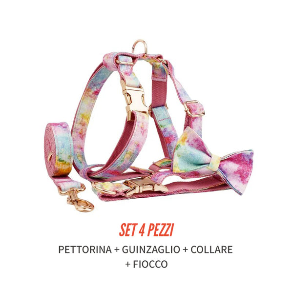 Personalizzabile - set pettorina per cani rainbow