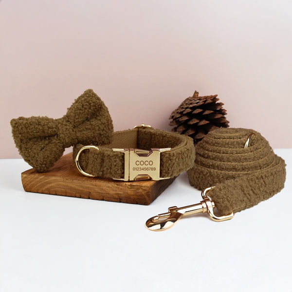 PERSONALIZZABILE - SET COLLARE PER CANI Boucle Cioccolato