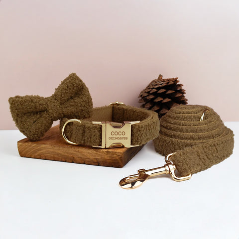 PERSONALIZZABILE - SET COLLARE PER CANI Boucle Cioccolato