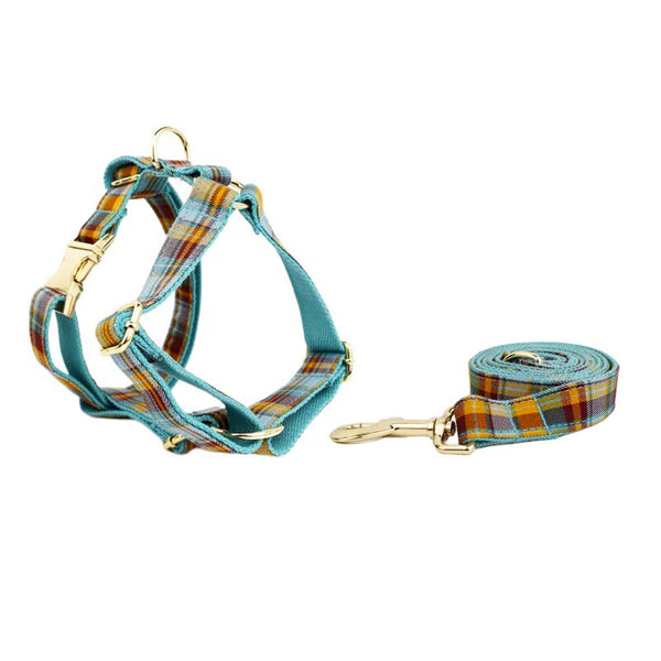 Personalizzabile - set pettorina per cani scozzese arancione
