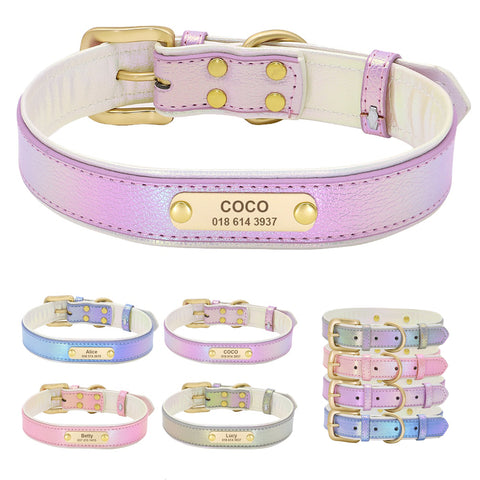 PERSONALIZZABILE - COLLARE PER CANI IN PELLE PU SIRENA CANGIANTE