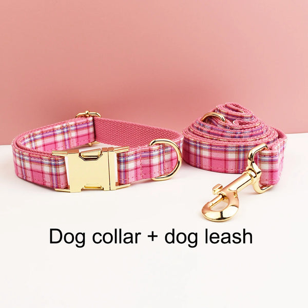Personalizzabile - set pettorina per cani scozzese rosa