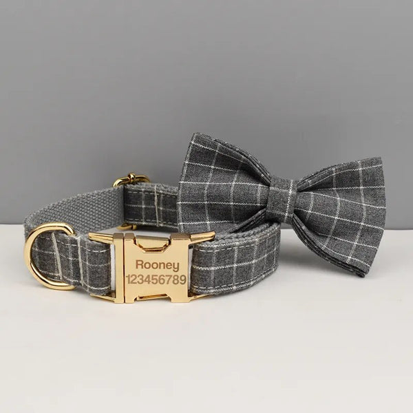 Personalizzabile - set pettorina per cani quadri grigio