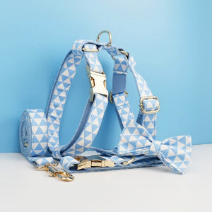 Personalizzabile - set pettorina per cani triangoli celeste