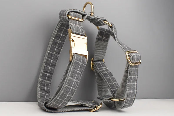 Personalizzabile - set pettorina per cani quadri grigio