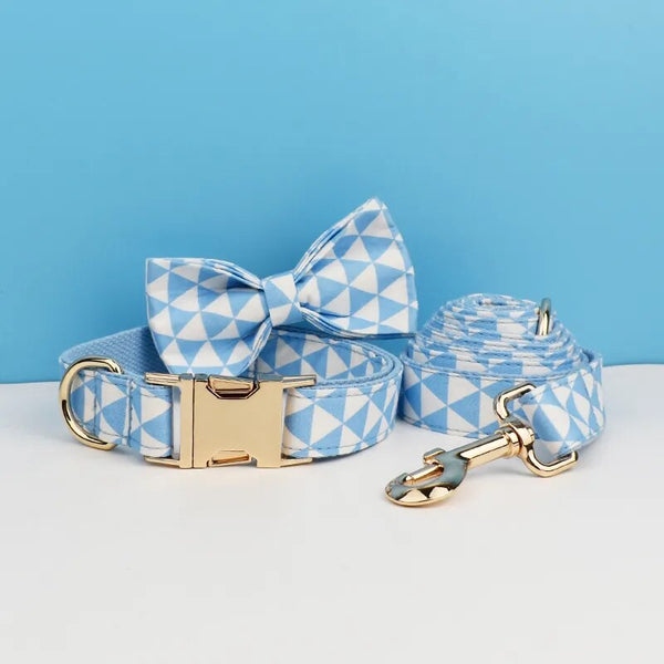 Personalizzabile - set pettorina per cani triangoli celeste
