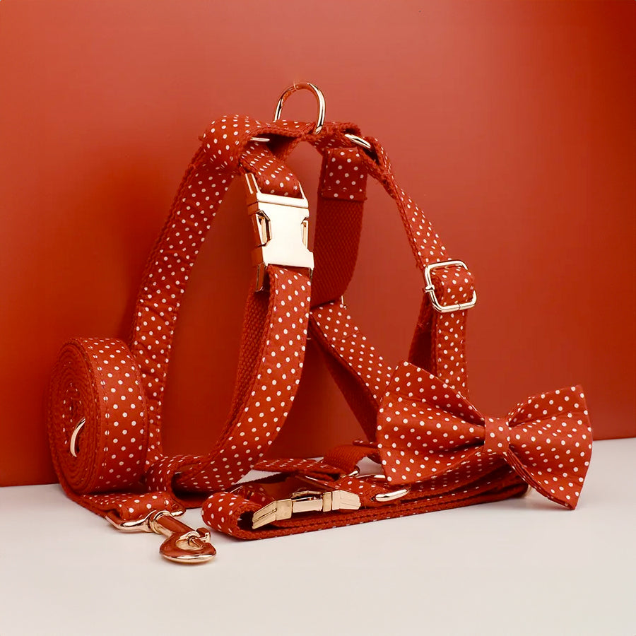 Personalizzabile - set pettorina per cani pois rosso