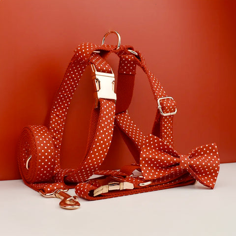 Personalizzabile - set pettorina per cani pois rosso