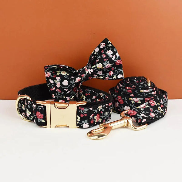Personalizzabile - set pettorina per cani fiori nero