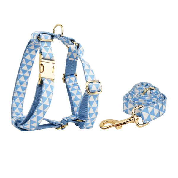 Personalizzabile - set pettorina per cani triangoli celeste