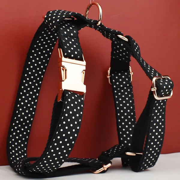Personalizzabile - set pettorina per cani pois nero