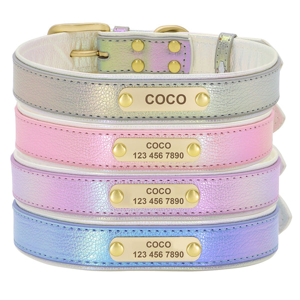 PERSONALIZZABILE - COLLARE PER CANI IN PELLE PU SIRENA CANGIANTE