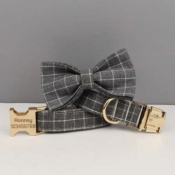 Personalizzabile - set pettorina per cani quadri grigio