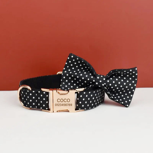 Personalizzabile - set pettorina per cani pois nero