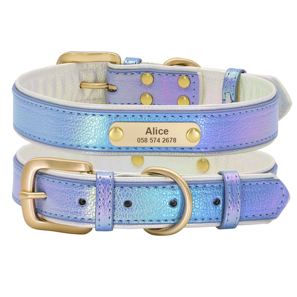 PERSONALIZZABILE - COLLARE PER CANI IN PELLE PU SIRENA CANGIANTE