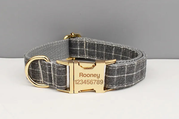 Personalizzabile - set pettorina per cani quadri grigio