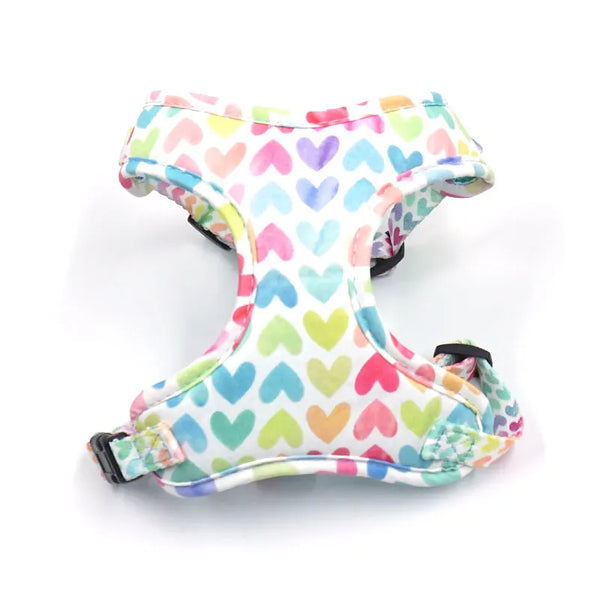 Set pettorina per cani morbida cuoricini arcobaleno