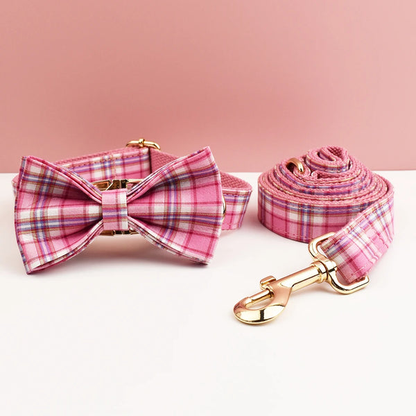 Personalizzabile - set pettorina per cani scozzese rosa