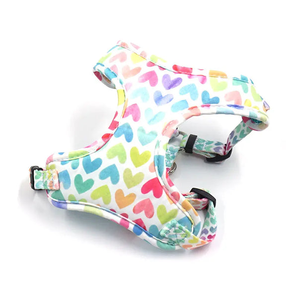 Set pettorina per cani morbida cuoricini arcobaleno