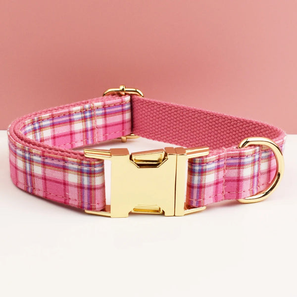 Personalizzabile - set pettorina per cani scozzese rosa