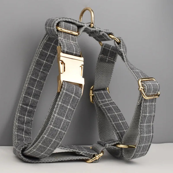 Personalizzabile - set pettorina per cani quadri grigio