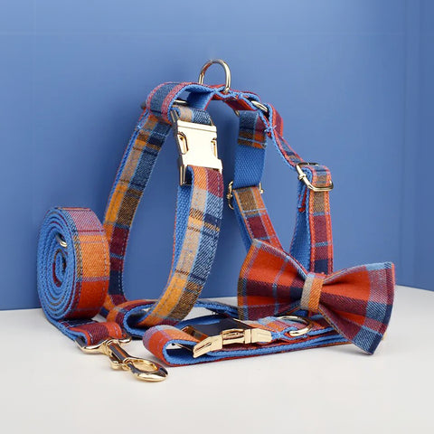 Personalizzabile - set pettorina per cani scozzese blu