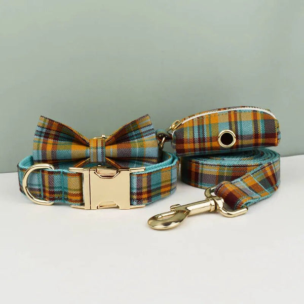 Personalizzabile - set pettorina per cani scozzese arancione