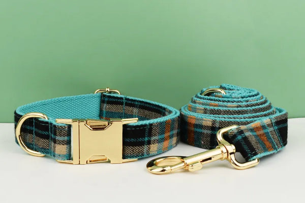Personalizzabile - set pettorina per cani scozzese verde