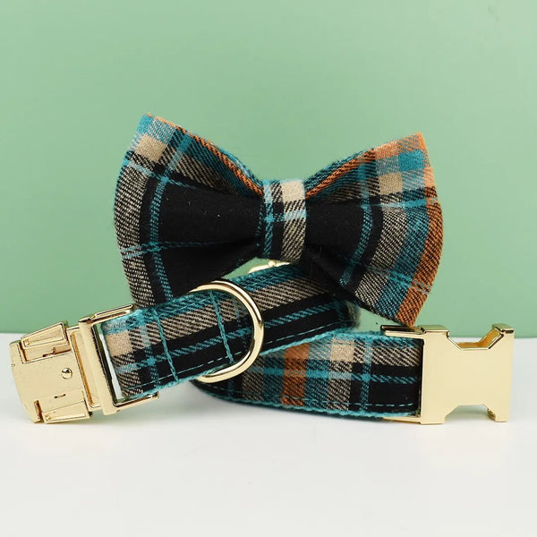 Personalizzabile - set pettorina per cani scozzese verde
