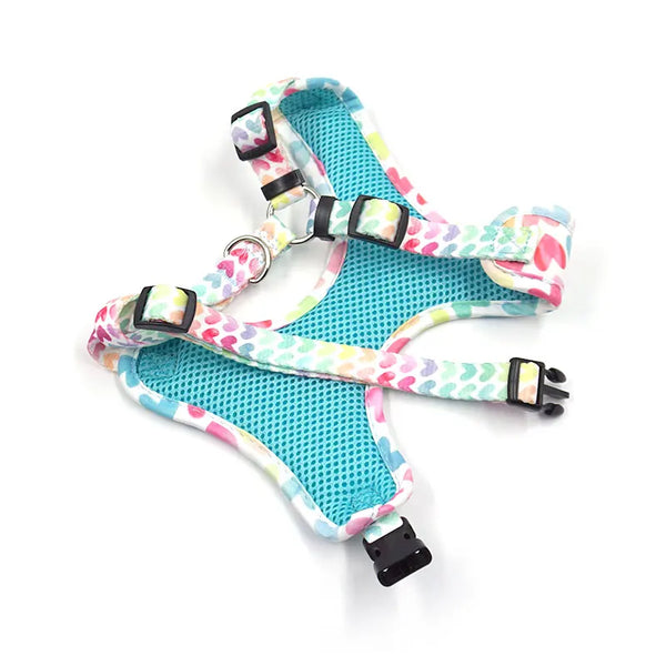 Set pettorina per cani morbida cuoricini arcobaleno