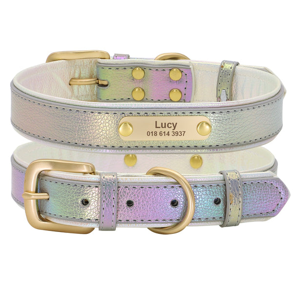 PERSONALIZZABILE - COLLARE PER CANI IN PELLE PU SIRENA CANGIANTE