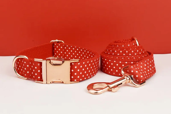 Personalizzabile - set pettorina per cani pois rosso