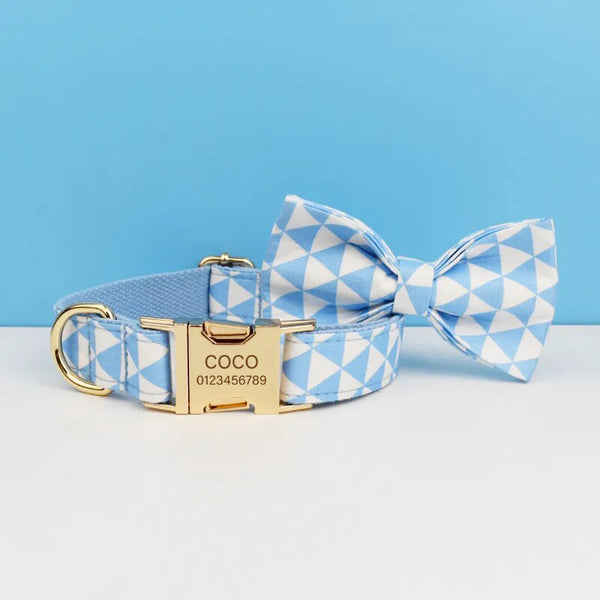 Personalizzabile - set pettorina per cani triangoli celeste