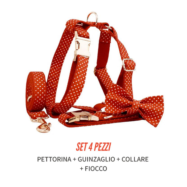 Personalizzabile - set pettorina per cani pois rosso