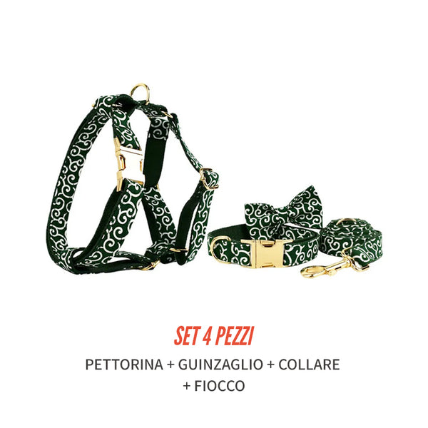 Personalizzabile - set pettorina per cani fantasy verde