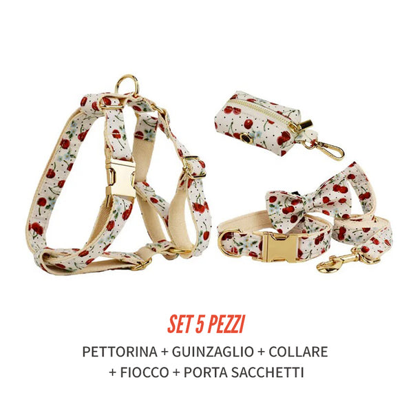 Personalizzabile - set pettorina per cani ciliegie