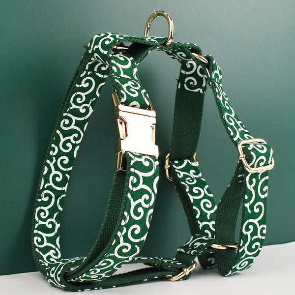 Personalizzabile - set pettorina per cani fantasy verde