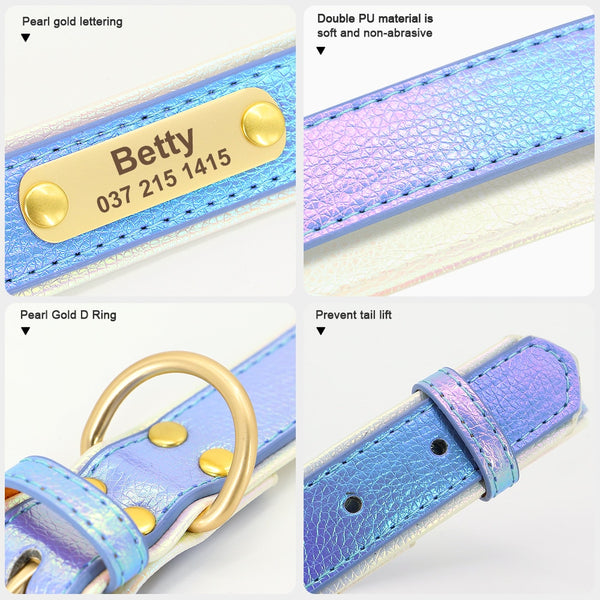 PERSONALIZZABILE - COLLARE PER CANI IN PELLE PU SIRENA CANGIANTE
