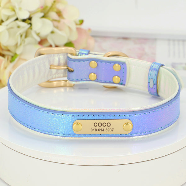 PERSONALIZZABILE - COLLARE PER CANI IN PELLE PU SIRENA CANGIANTE