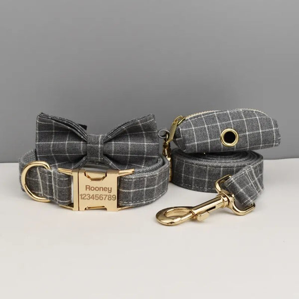 Personalizzabile - set pettorina per cani quadri grigio