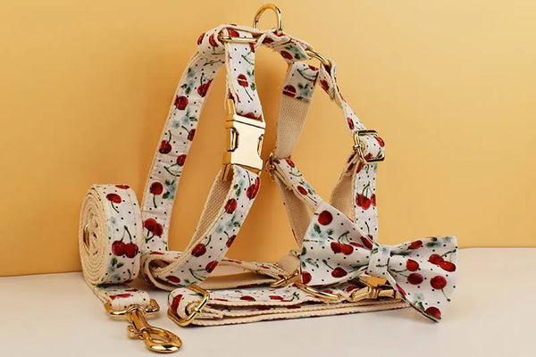 Personalizzabile - set pettorina per cani ciliegie