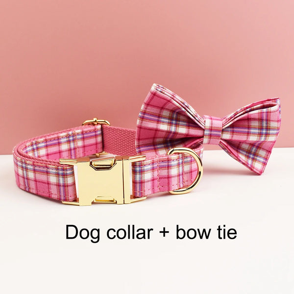 Personalizzabile - set pettorina per cani scozzese rosa