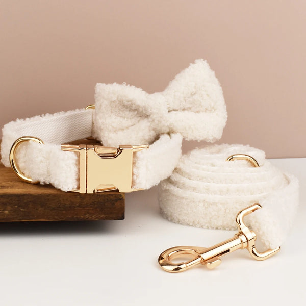 PERSONALIZZABILE - SET COLLARE PER CANI Boucle Bianco